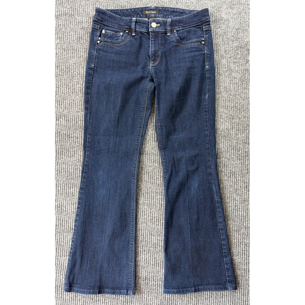White House Black Market Womens Dark Wash Flare Leg Jeans 4S Blanc Denim